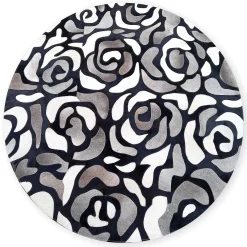 MacKenzie-Childs Abstract Roses Hair on Hide Grey 6' Round Rug| Rugs