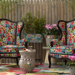 MacKenzie-Childs Always Flowers Indoor/Outdoor Rug - 8' x 10'| Spring|Outdoor