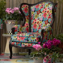 MacKenzie-Childs Always Flowers Outdoor Wing Chair| Outdoor