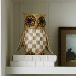 MacKenzie-Childs Autumnology Check Basket Weave Owl Figurine| The Fall Shop|Room Accents
