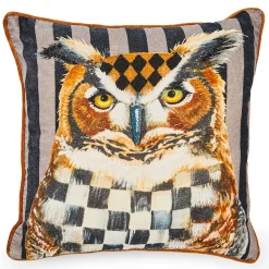 MacKenzie-Childs Autumnology Check Owl Throw Pillow| Pillows, Throws, & Cushions