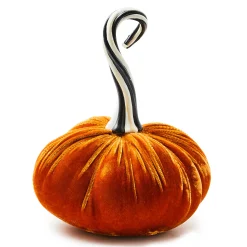 MacKenzie-Childs Autumnology Orange Twisted Stem Velvet Pumpkin| Pumpkins|The Halloween Shop