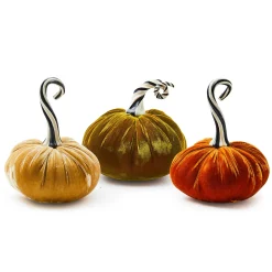 MacKenzie-Childs Autumnology Orange Twisted Stem Velvet Pumpkin| Pumpkins|The Halloween Shop