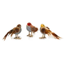 MacKenzie-Childs Autumnology Velvet Check Birds, Set of 3| The Fall Shop|Room Accents