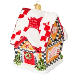 MacKenzie-Childs Bake Shop Gingerbread Cottage Glass Ornament| Holiday