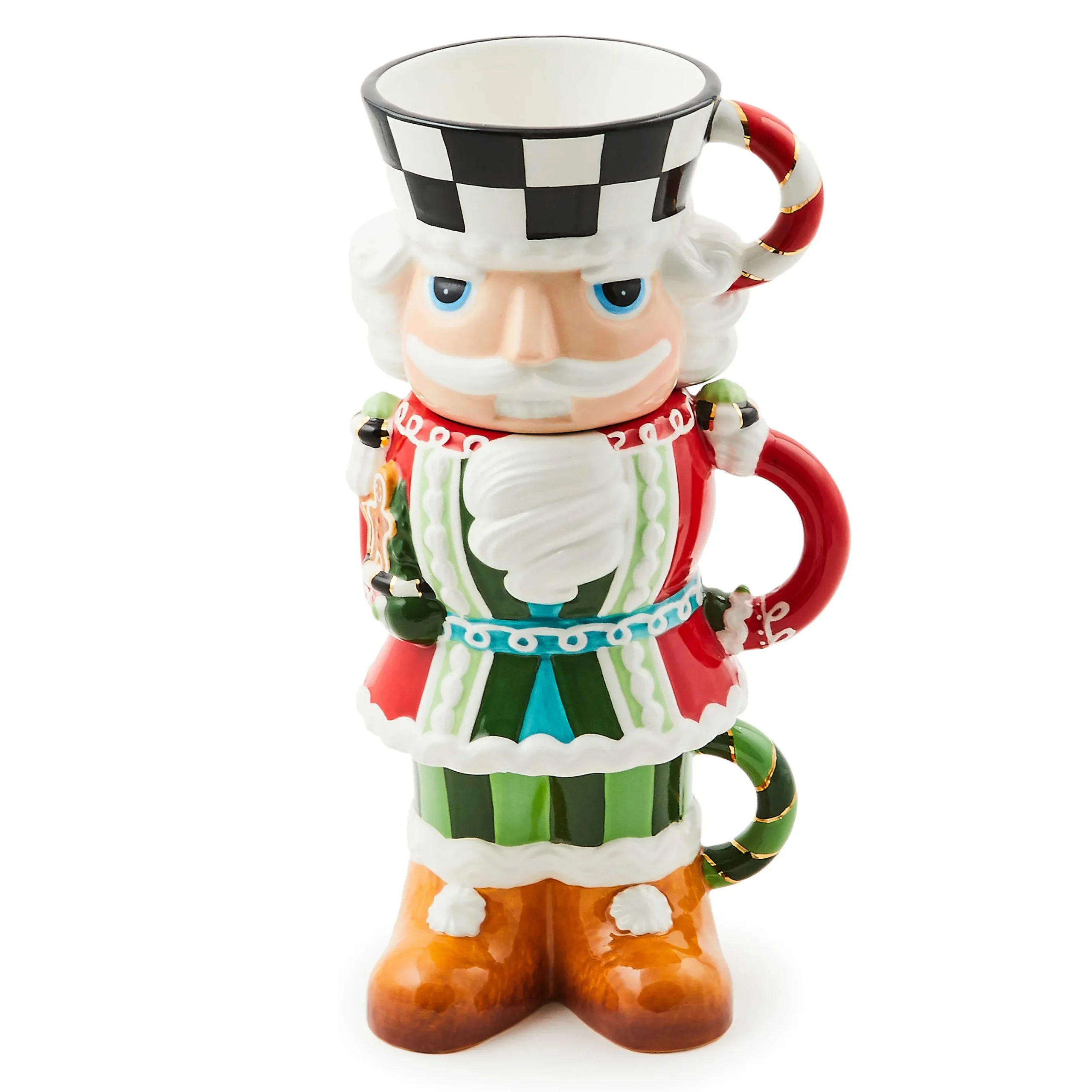 MacKenzie-Childs Bake Shop Nutcracker Stacking Mugs, Set of 3| Holiday|Drinkware