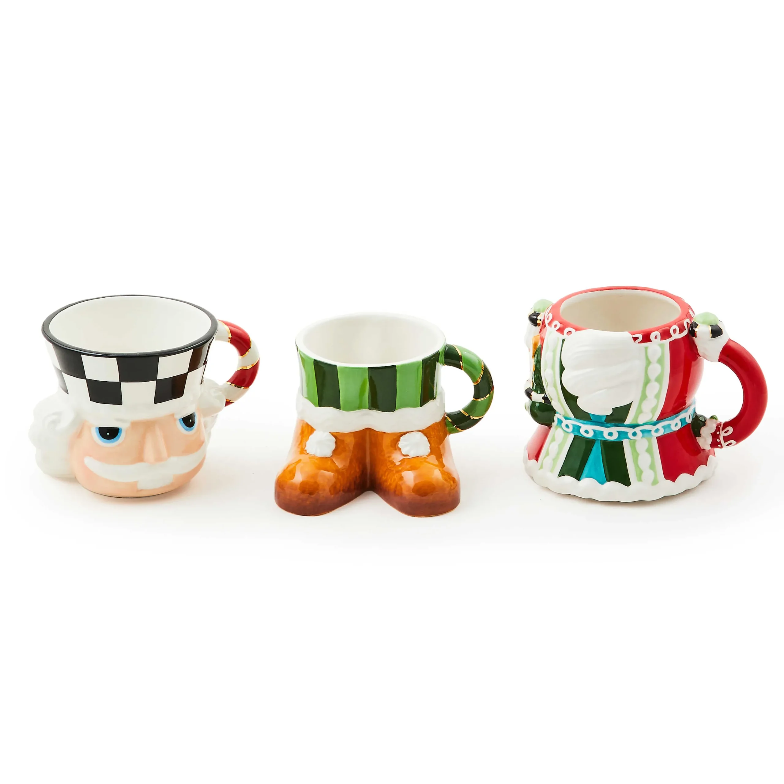 MacKenzie-Childs Bake Shop Nutcracker Stacking Mugs, Set of 3| Holiday|Drinkware