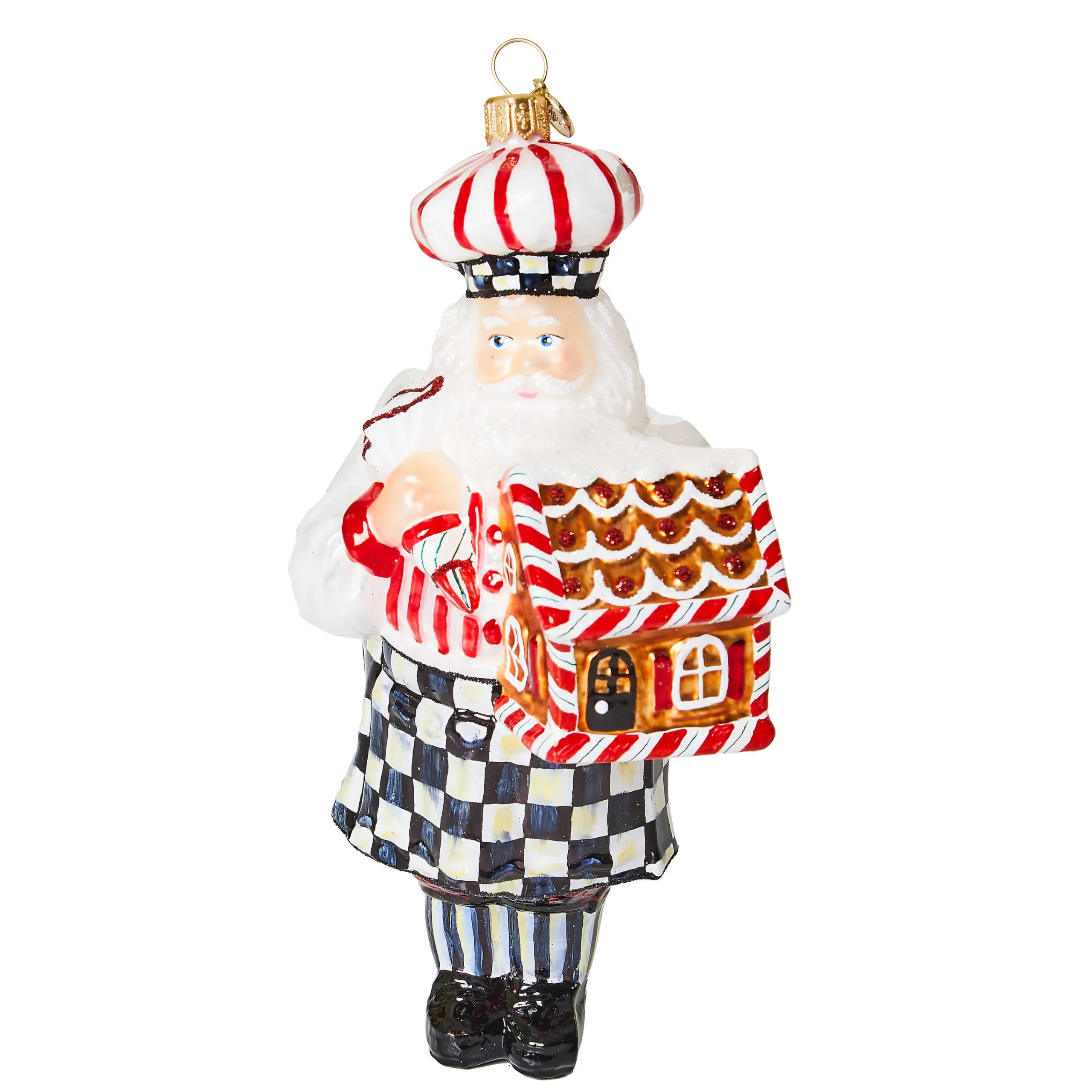 MacKenzie-Childs Bake Shop Pastry Santa Glass Ornament| Holiday
