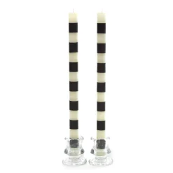 MacKenzie-Childs Bands Black Dinner Candles, Set of 2| The Halloween Shop|Candles & Fragrances