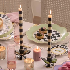 MacKenzie-Childs Bands Black Dinner Candles, Set of 2| The Halloween Shop|Candles & Fragrances