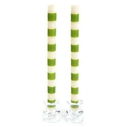 MacKenzie-Childs Bands Green Dinner Candles, Set of 2| Easter|Spring