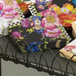 MacKenzie-Childs Black Flower Market Cocktail Paper Napkins| Bar Entertaining