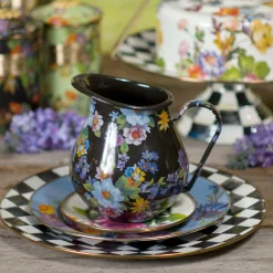 MacKenzie-Childs Black Flower Market Pitcher| Bar Entertaining|Serveware