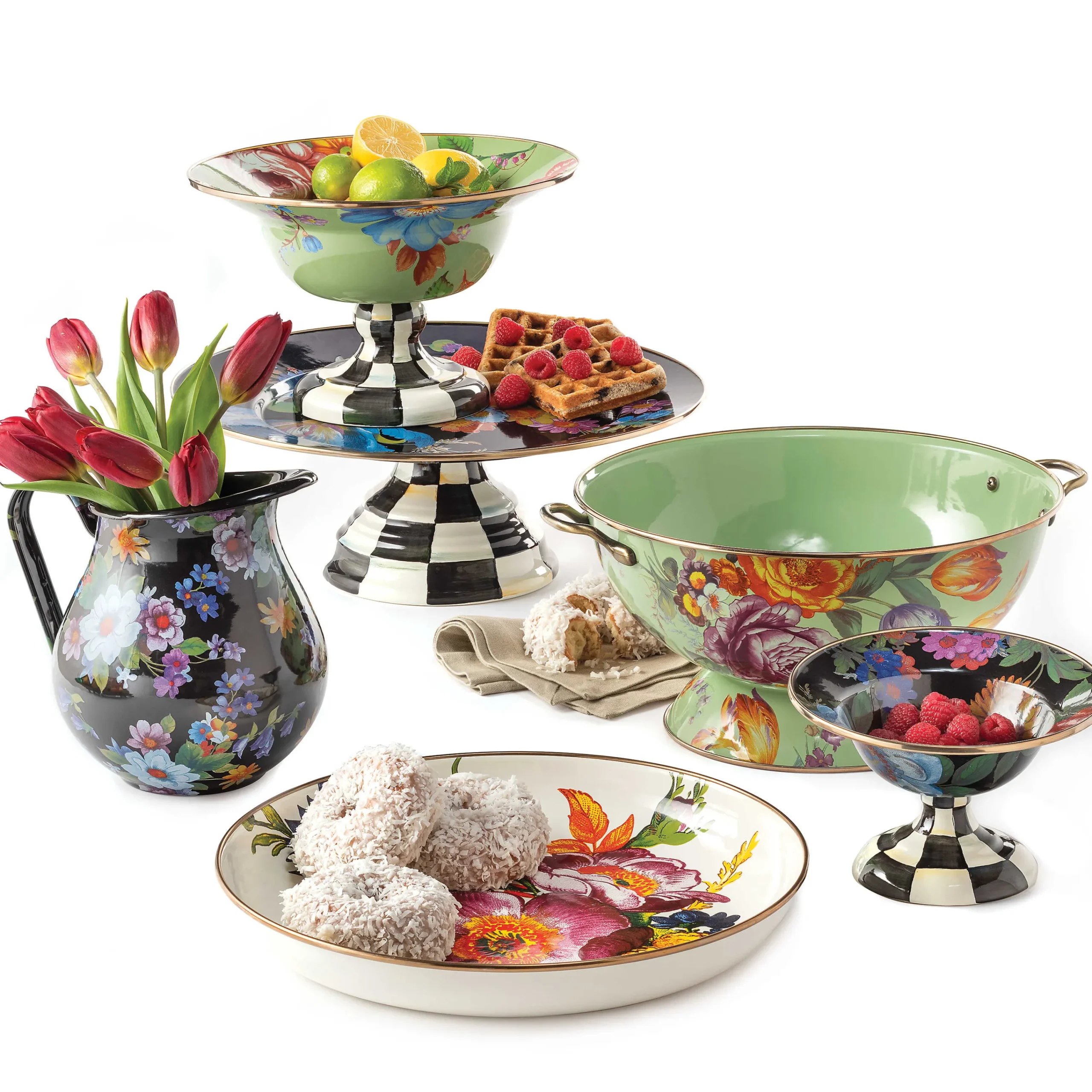 MacKenzie-Childs Black Flower Market Pitcher| Bar Entertaining|Serveware
