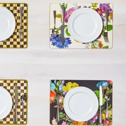 MacKenzie-Childs Black Flower Market Placemats, Set of 4| Table Accessories|Kitchen & Table Linens