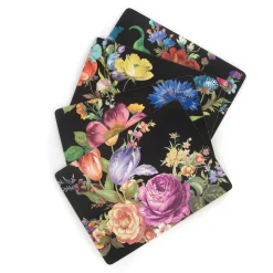 MacKenzie-Childs Black Flower Market Placemats, Set of 4| Table Accessories|Kitchen & Table Linens