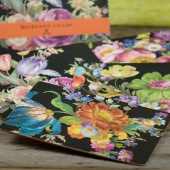 MacKenzie-Childs Black Flower Market Placemats, Set of 4| Table Accessories|Kitchen & Table Linens