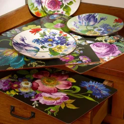 MacKenzie-Childs Black Flower Market Placemats, Set of 4| Table Accessories|Kitchen & Table Linens