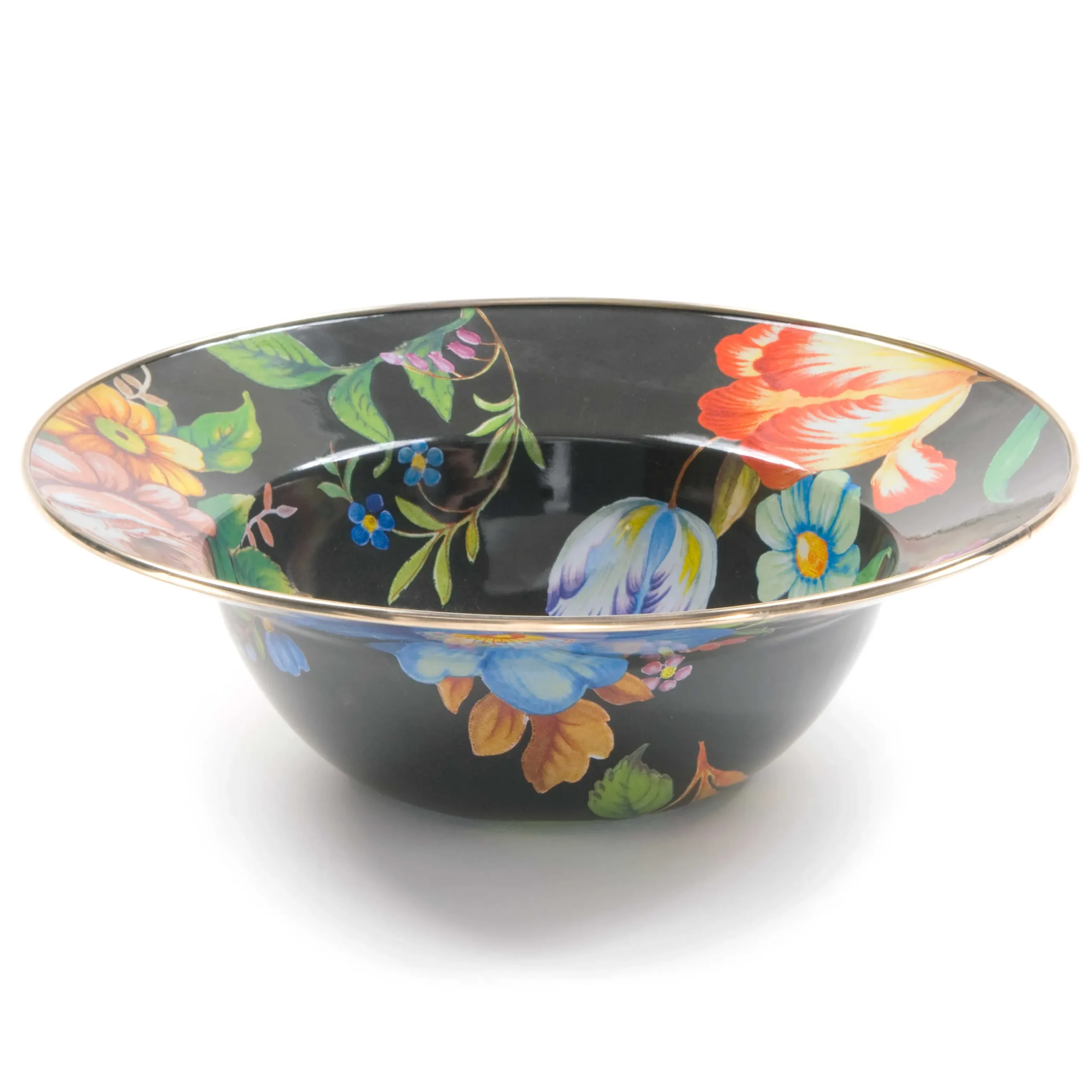 MacKenzie-Childs Black Flower Market Serving Bowl| Serveware