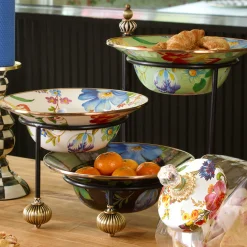 MacKenzie-Childs Black Flower Market Serving Bowl| Serveware
