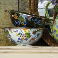 MacKenzie-Childs Black Flower Market Small Colander| Kitchen Utensils & Tools