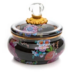 MacKenzie-Childs Black Flower Market Squashed Pot| Bath & Bath Accessories|Room Accents