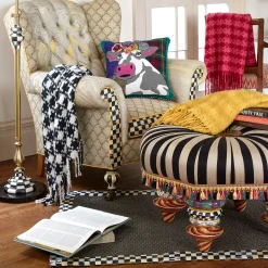 MacKenzie-Childs Black  Ivory Houndstooth Throw| Pillows, Throws, & Cushions