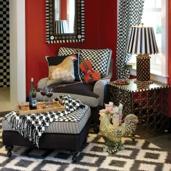 MacKenzie-Childs Black  Ivory Houndstooth Throw| Pillows, Throws, & Cushions