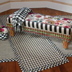 MacKenzie-Childs Black  Ivory Houndstooth Throw| Pillows, Throws, & Cushions