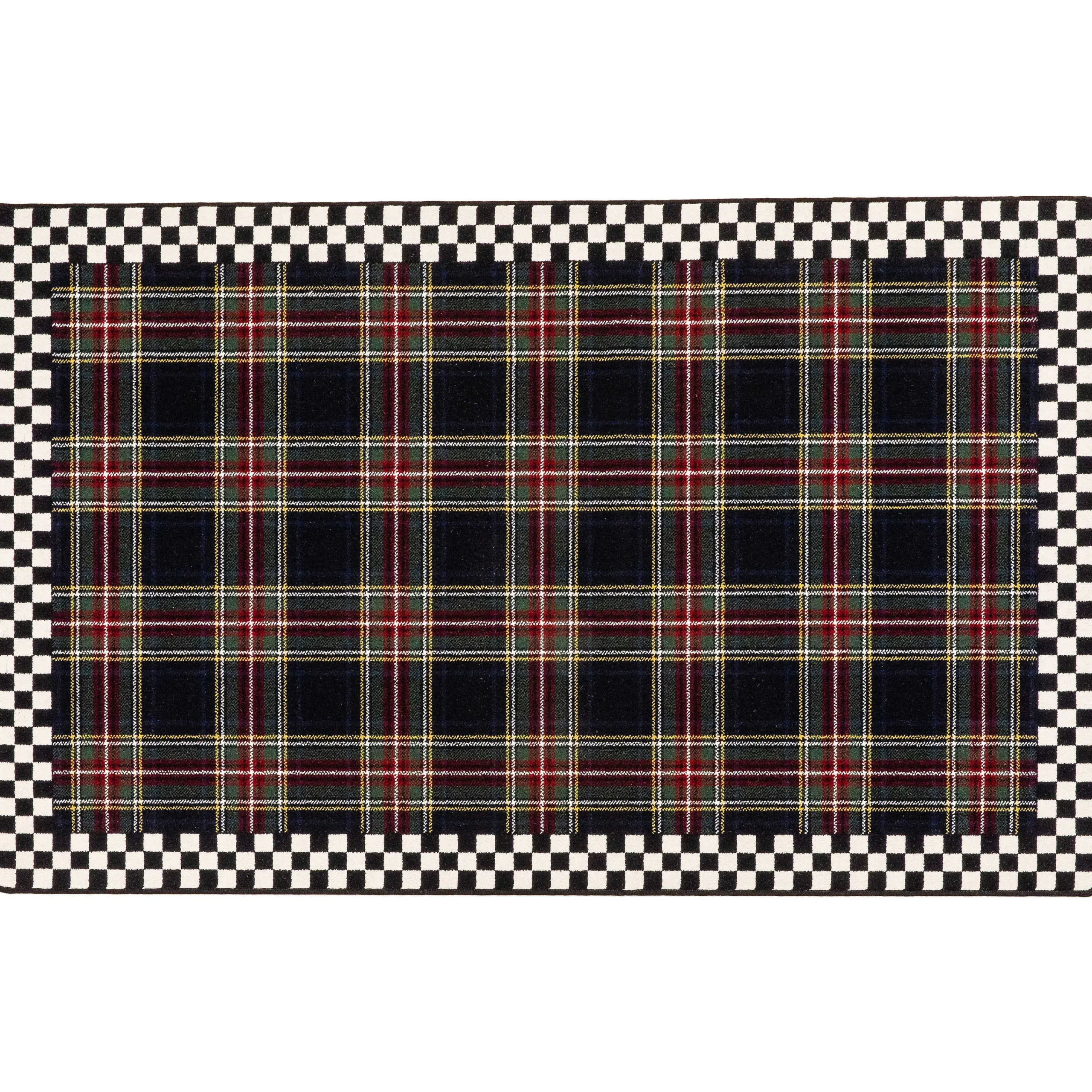 MacKenzie-Childs Black Stewart Tartan Rug - 5'1 x 8'2| Holiday|Rugs