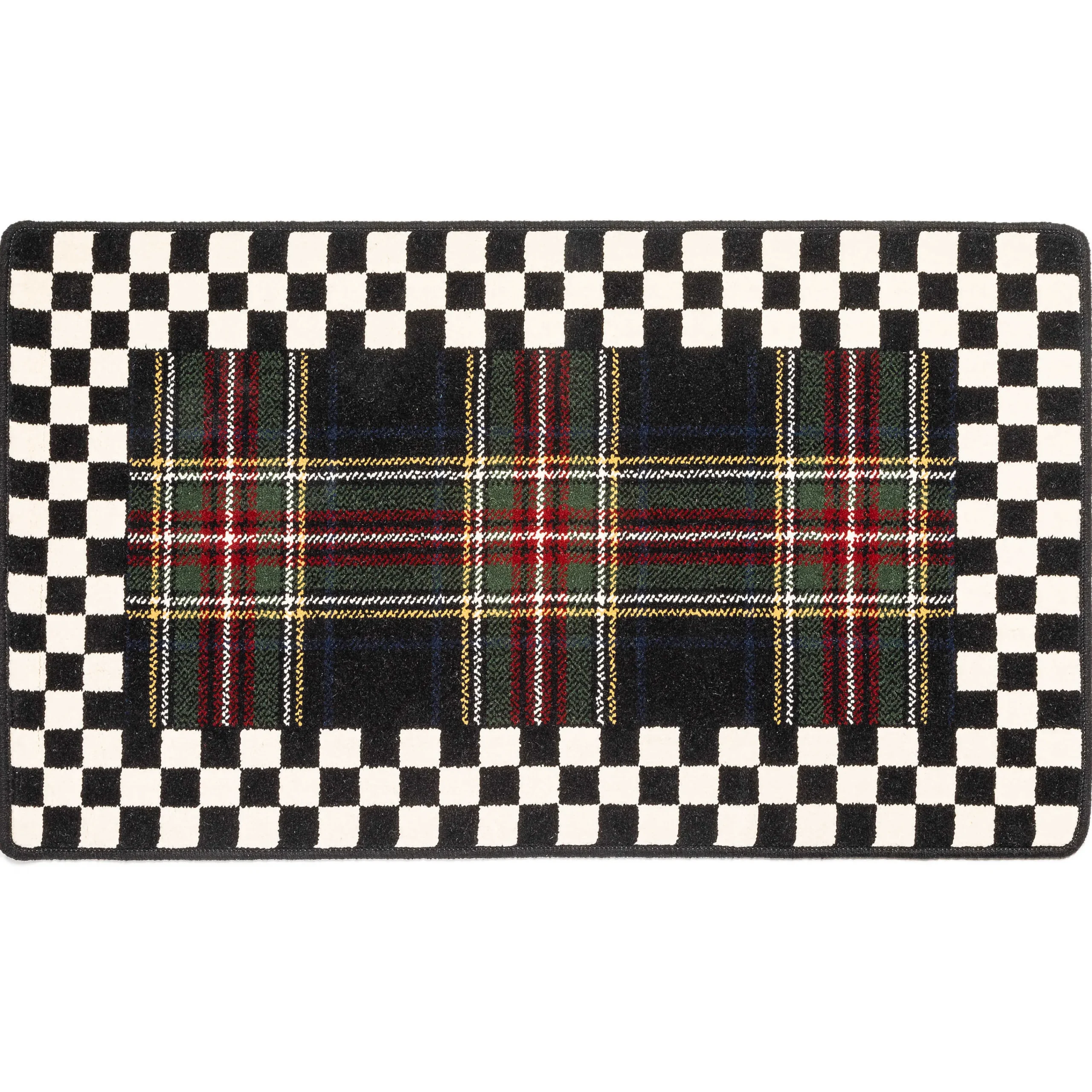 MacKenzie-Childs Black Stewart Tartan Rug - 2'3 x 3'9| Holiday|Rugs