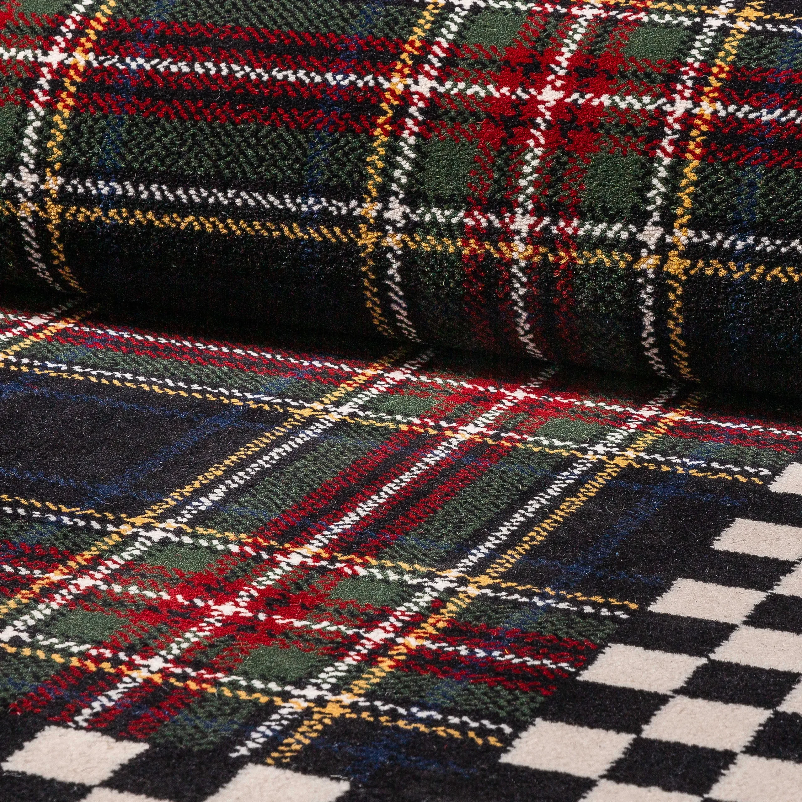 MacKenzie-Childs Black Stewart Tartan Rug - 2'3 x 3'9| Holiday|Rugs