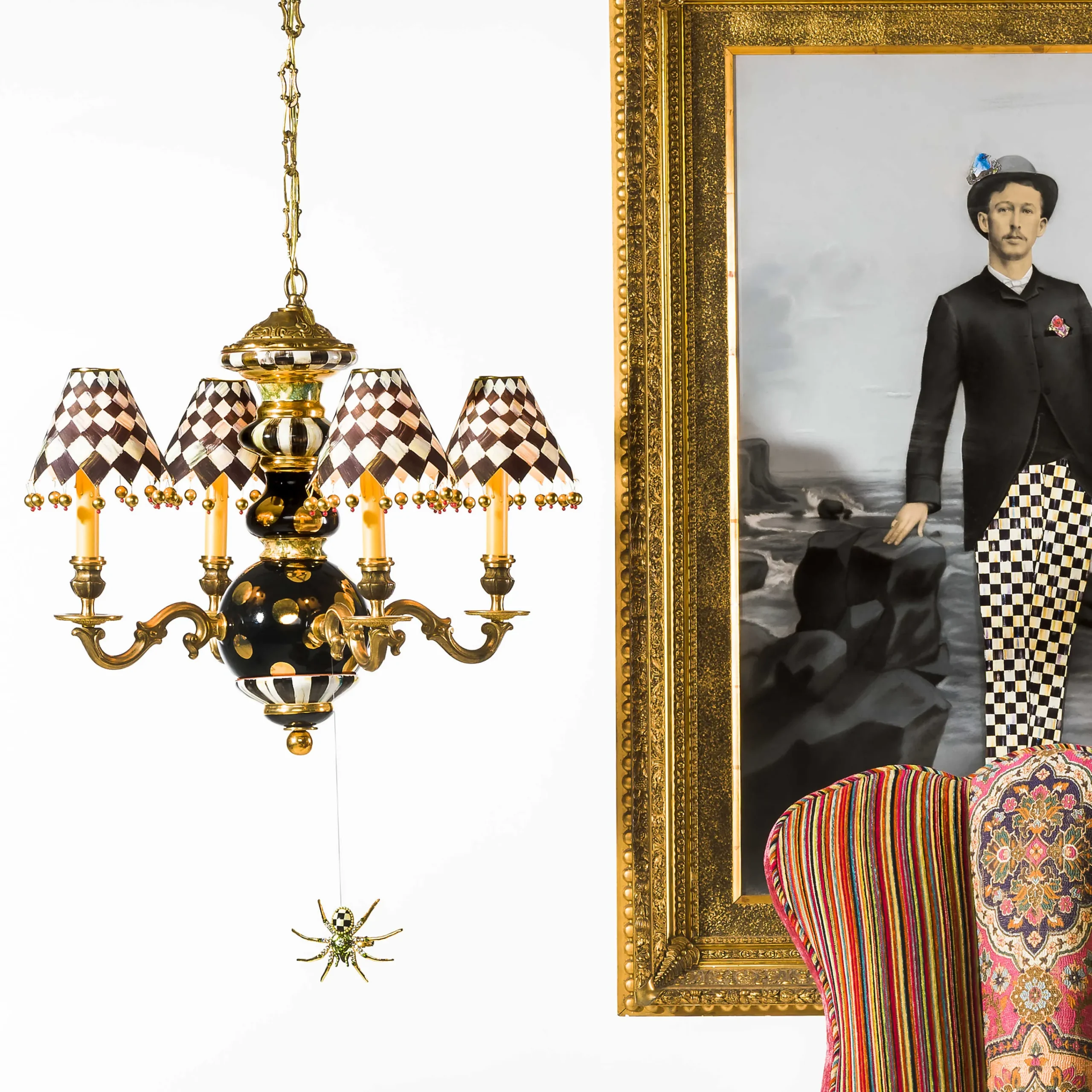 MacKenzie-Childs Black Tie Chandelier| Lighting