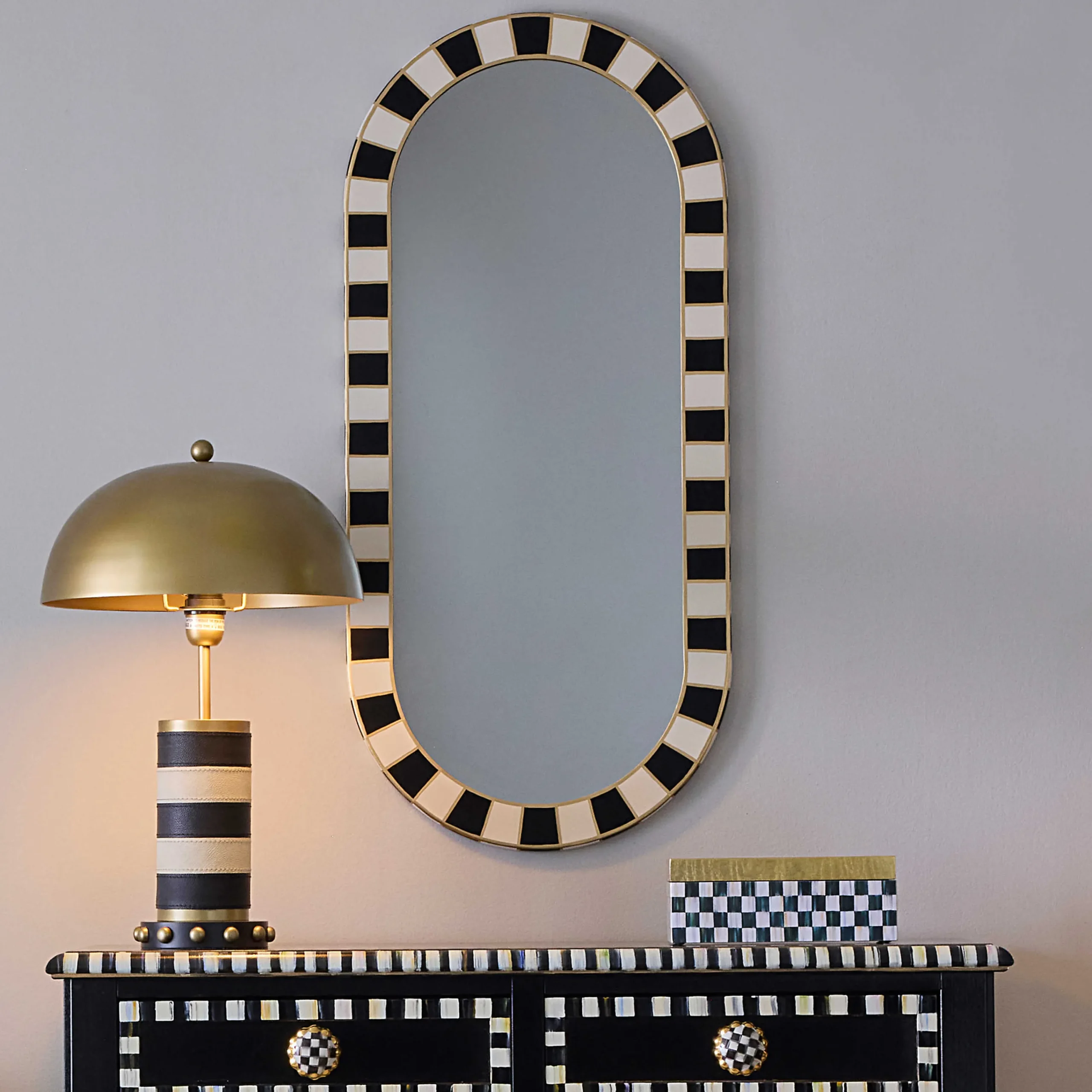 MacKenzie-Childs Black Tie Oval Wall Mirror| Room Accents