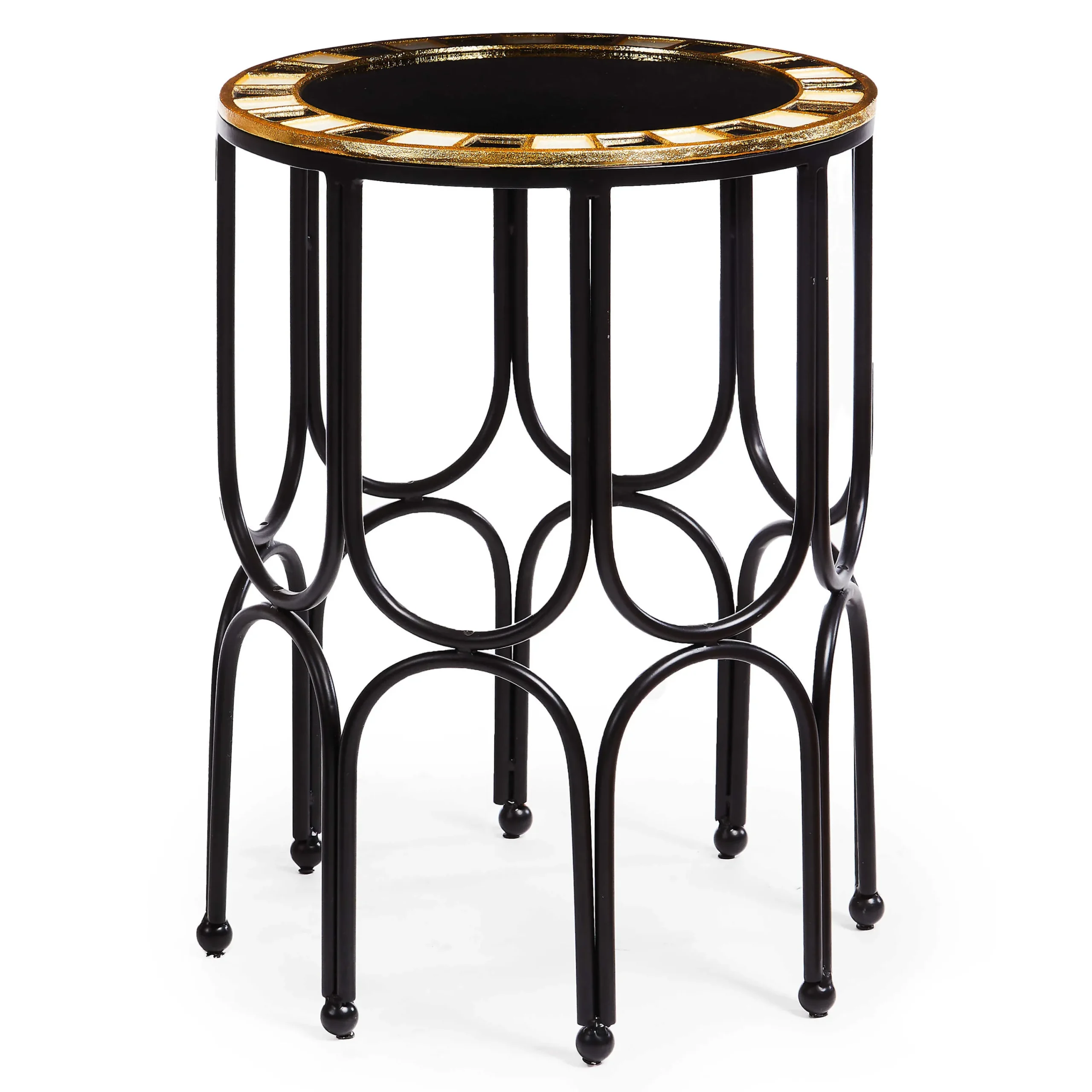 MacKenzie-Childs Black Tie Round Accent Table| Living Room