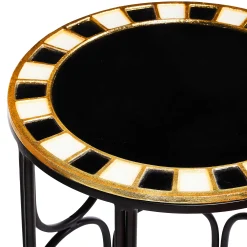 MacKenzie-Childs Black Tie Round Accent Table| Living Room