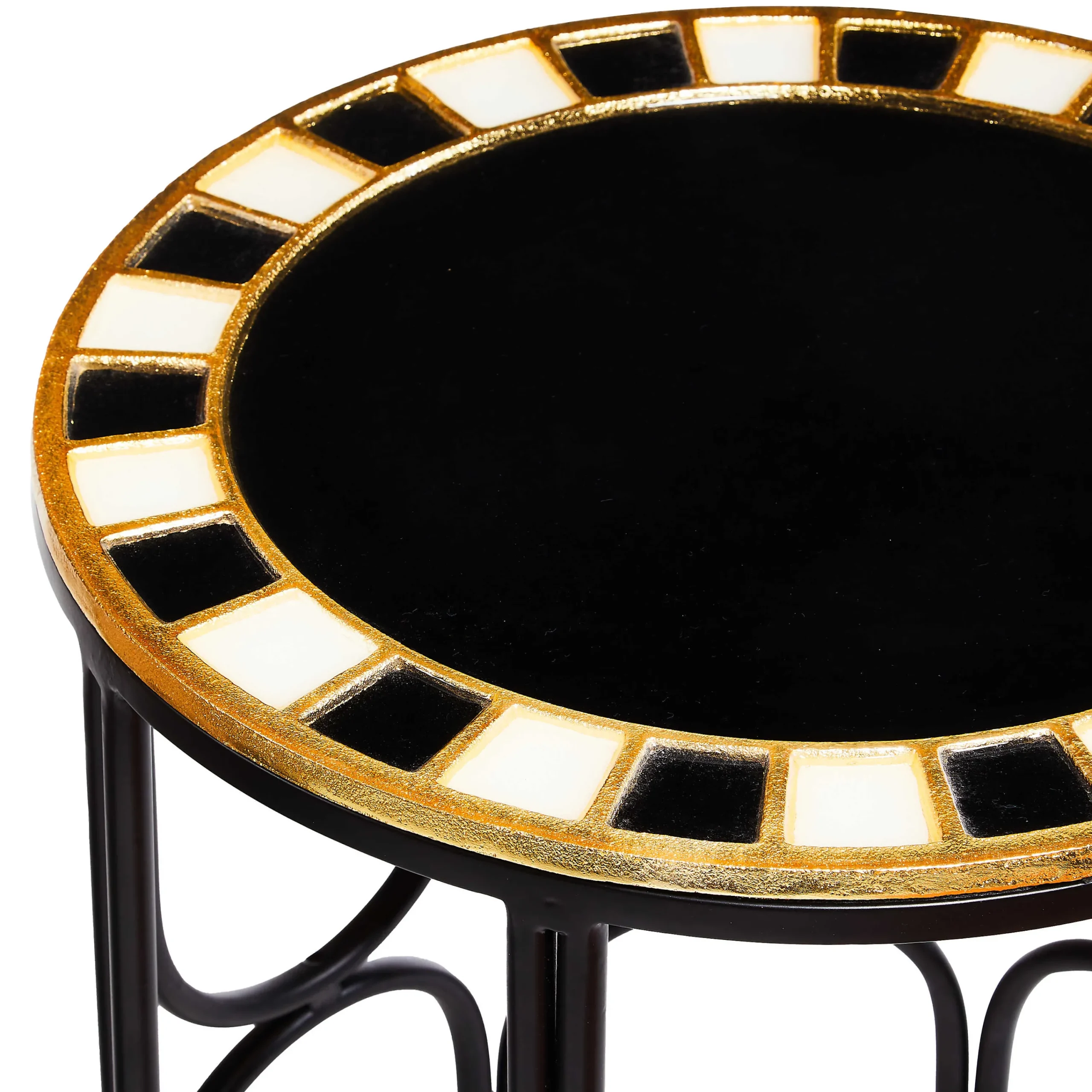 MacKenzie-Childs Black Tie Round Accent Table| Living Room