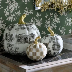 MacKenzie-Childs Black Toile Large Pumpkin| Pumpkins|Room Accents