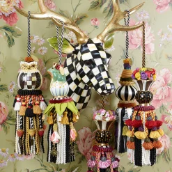 MacKenzie-Childs Black  White Bibelot Tassel| Room Accents|Finishing Touches
