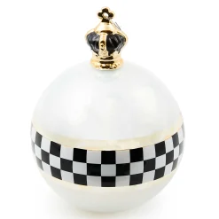 MacKenzie-Childs Black  White Crown Jumbo Glass Ball Ornament| Holiday
