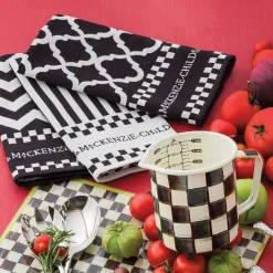 MacKenzie-Childs Black  White Zig Zag Dish Towels, Set of 3| Kitchen & Table Linens