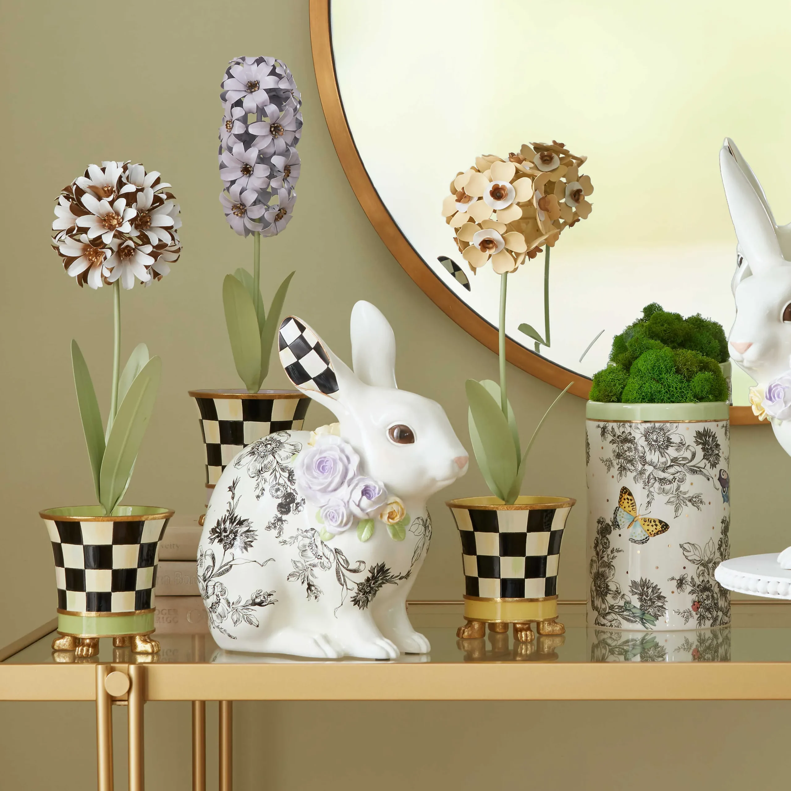 MacKenzie-Childs Botany Potted Primrose Flower| Spring|Greenery & Florals