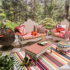 MacKenzie-Childs Breezy Poppy Outdoor Loveseat| Outdoor|Spring