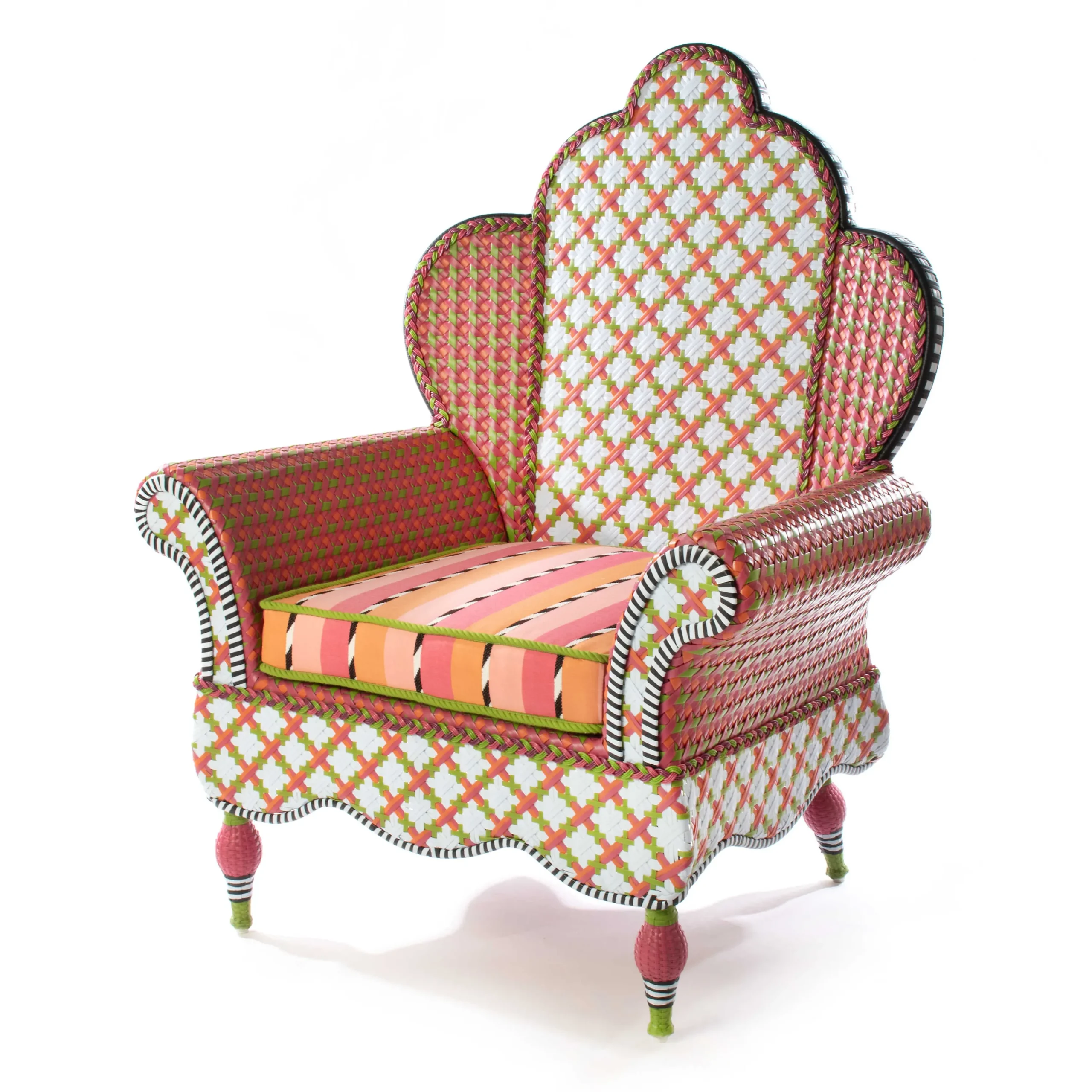 MacKenzie-Childs Breezy Poppy Outdoor Wing Chair| Outdoor