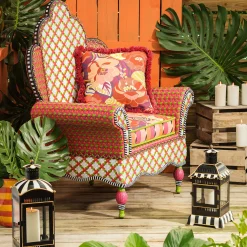 MacKenzie-Childs Breezy Poppy Outdoor Wing Chair| Outdoor