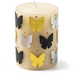 MacKenzie-Childs Butterfly Silver  Gold 4 Pillar Candle| Spring|Candles & Fragrances
