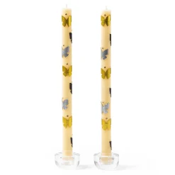 MacKenzie-Childs Butterfly Silver  Gold Dinner Candles, Set of 2| Spring|Candles & Fragrances