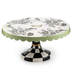 MacKenzie-Childs Butterfly Toile Large Pedestal Platter| Serveware