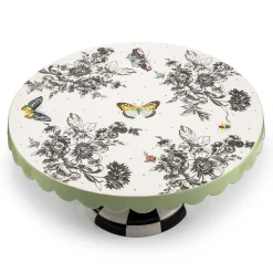 MacKenzie-Childs Butterfly Toile Large Pedestal Platter| Serveware