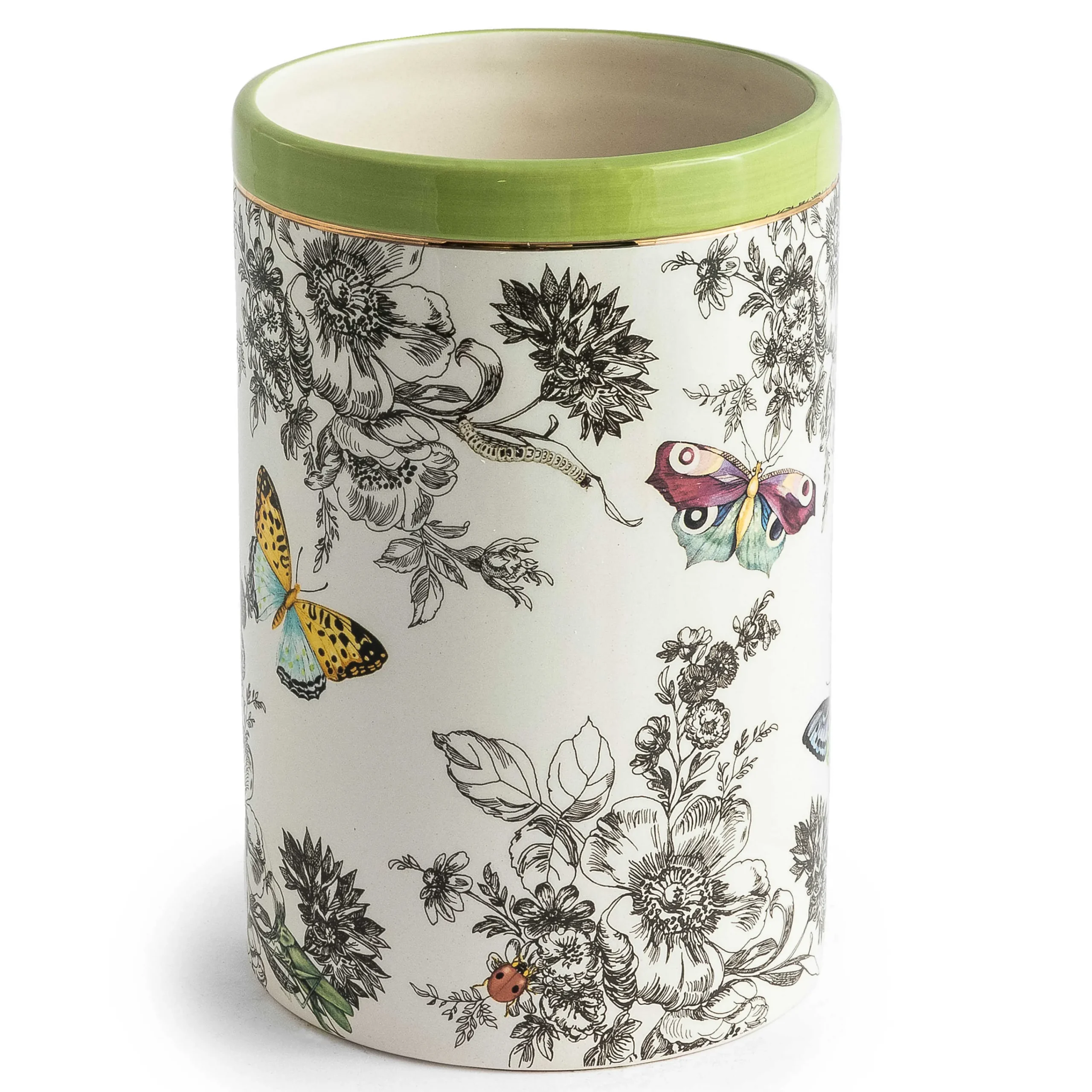MacKenzie-Childs Butterfly Toile Short Vase| Spring|Room Accents